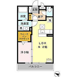 サンアネックスふじみ野 1階1LDKの間取り
