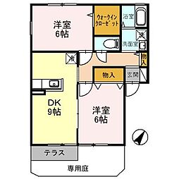 グランドメゾンA 2DKの間取図画像