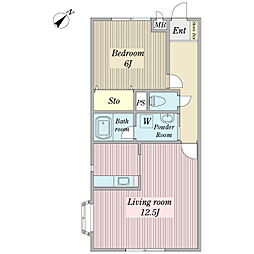 シャンフレーズ 1LDKの間取図画像