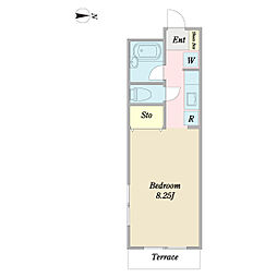 ブランシェ 2階1Kの間取り