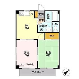 ハイツストーンリーク 1階2DKの間取り