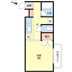プチモナーク 1Kの間取図画像