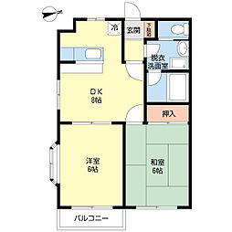 プランタン壱番館 2DKの間取図画像