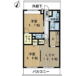 セルチャート2 2LDKの間取図画像