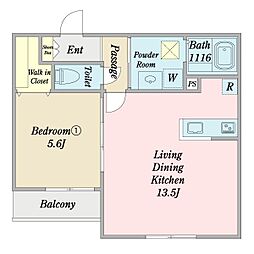 グランディール・レーヴ新検見川 1LDKの間取図画像