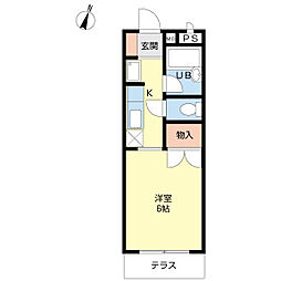 サン藍プラザ 1Kの間取図画像