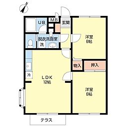 ヴィラージュA 2LDKの間取図画像
