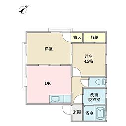 メゾンドール 2DKの間取図画像