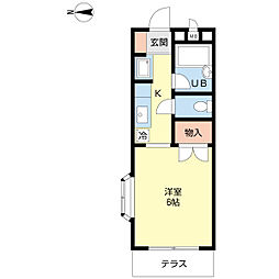 エスペラール 1Kの間取図画像