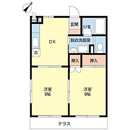 フォンディーヌ三洋 2DKの間取図画像