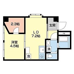 エマリーコート 1DKの間取図画像