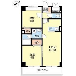 千船ローズマンション 2LDKの間取図画像