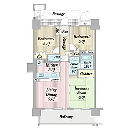 セントラルパレス千船アルテア 3LDKの間取図画像