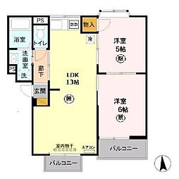 サンパーク816 2LDKの間取図画像