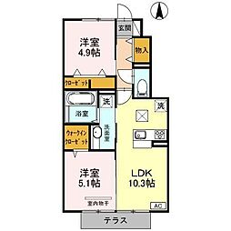 セピアパレス　Ｂ 1階2LDKの間取り