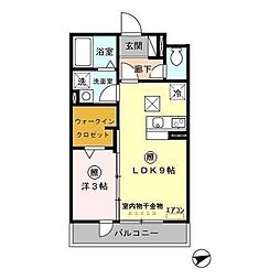 トレビナ中浦和 1階1LDKの間取り