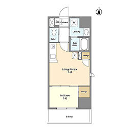 アクシーズタワー川口VIII 10階1DKの間取り