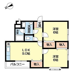 ウィスティリア2 2LDKの間取図画像