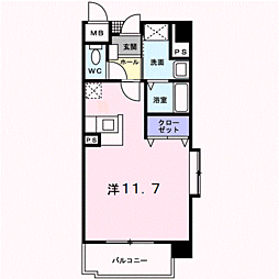 ベラルデ 2階ワンルームの間取り