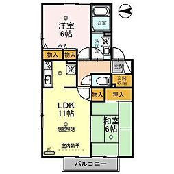 グリーンパークササメ 2LDKの間取図画像