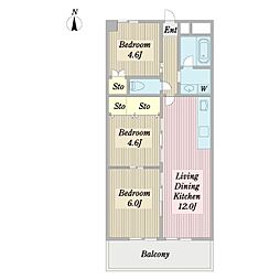 サンパレス南浦和 3LDKの間取図画像