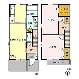 メゾンエスポワールA 2LDKの間取図画像