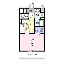 リッシュ 1Kの間取図画像