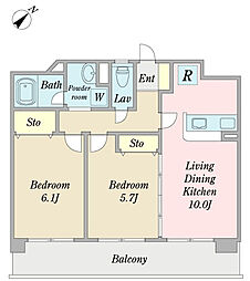 グランドデューク2 2LDKの間取図画像