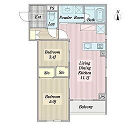 星の家浦和岸町はなれ 2LDKの間取図画像