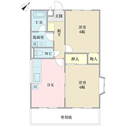 サザン・ルピナス 2階2DKの間取り