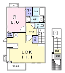 ヴィクトワール 2階1LDKの間取り