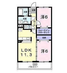 ジン 1階2LDKの間取り