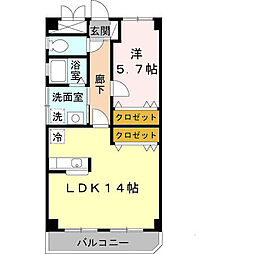 エルロード住吉6号館 1LDKの間取図画像