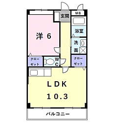 ディアコート 1LDKの間取図画像