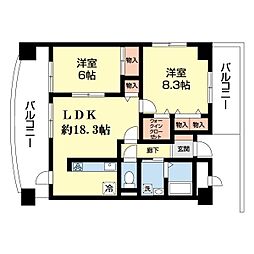 カーサ中百舌鳥 2LDKの間取図画像