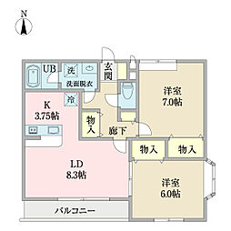 シーマ初芝 2LDKの間取図画像