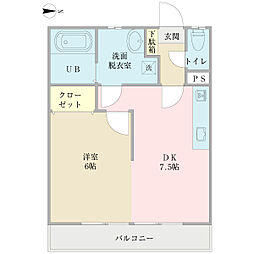 グリーンハイツ 1DKの間取図画像