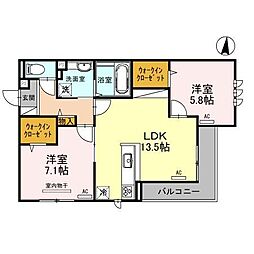 アーバンクロス 2LDKの間取図画像