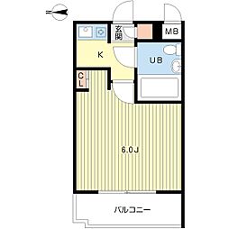 プロシード弘明寺 1Kの間取図画像