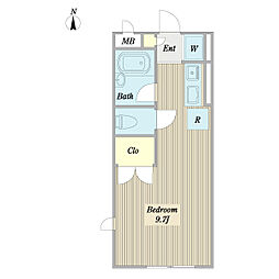 ハウスノースフィールド 1階ワンルームの間取り