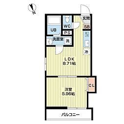 立川セイワレジデンスII 1階1LDKの間取り