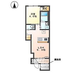 ニュークラリス 1階1LDKの間取り