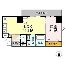 Je Glycine 寿町 5階1LDKの間取り