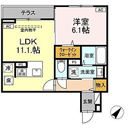 Asset-Court曙町 1階1LDKの間取り