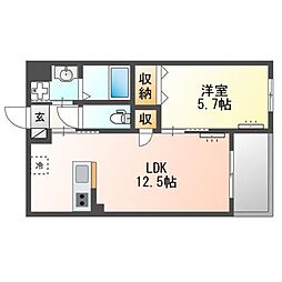 サンジュ(Sanju) 1LDKの間取図画像