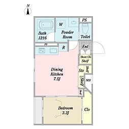 クリオ ラモード吉祥寺 1DKの間取図画像