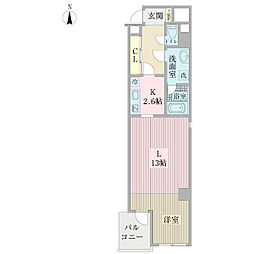 サン・プルーリオン 1Kの間取図画像