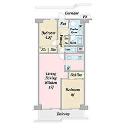 ネオコーポ八王子 2LDKの間取り
