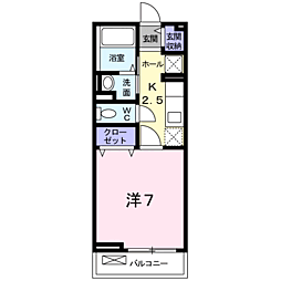エントフェ 1Kの間取図画像