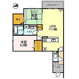 ガーデンパレス箕面A 2LDKの間取図画像